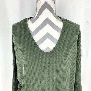 Zenobia Green Waffle Knot 3/4 Sleeve Scoop Neck Shirt Z97471 1XL USA